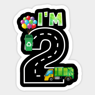 I'm Two 2 Years Old Birthday Boy Garbage Truck Toddler Sticker